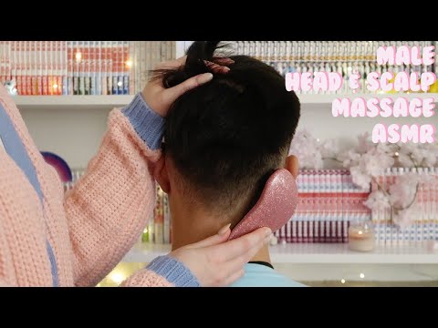 [ASMR] Relaxing Male Head and Scalp Massage with Hair Brushing, Hair Combing | Soft Speaking