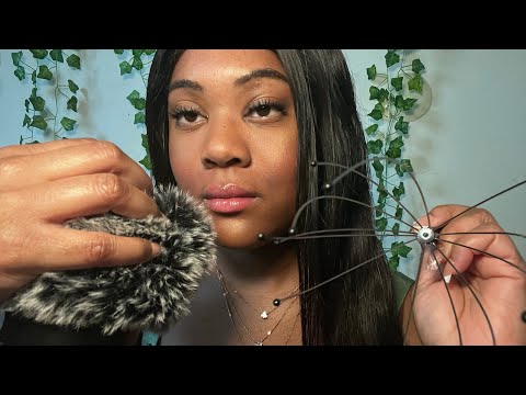 ASMR| Deep Ear Whispers For Sleep + Massaging Your Scalp(Personal Attention,Fluffy Mic Triggers)💕✨