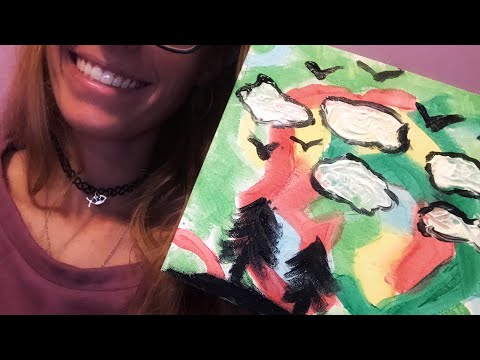 ASMR 🎨🖼  TAPPING, SCRATCHING, SATISFYING PAINTING ON CANVAS