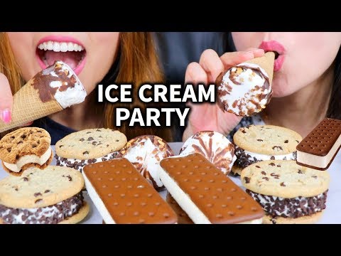 ASMR ICE CREAM PARTY 아이스크림 리얼사운드 먹방 | アイスクリーム 冰淇淋kem que | Kim&Liz ASMR